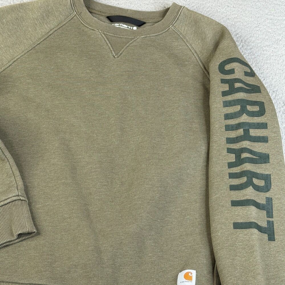 CARHARTT Sweatshirt Women M 8-10 Green Fleece Pullover Relaxed Sweater